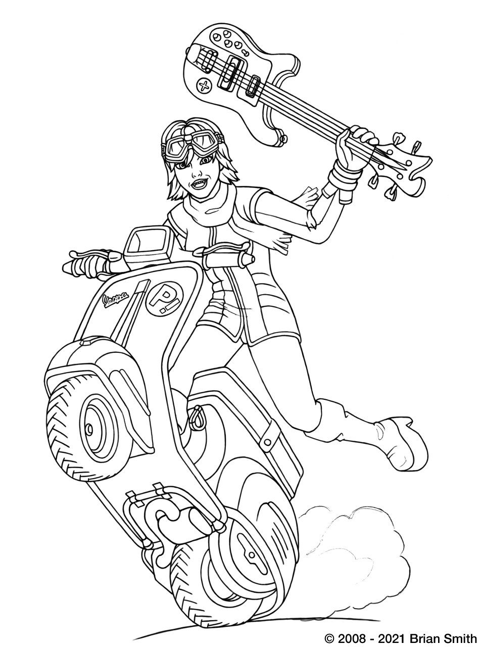 Lineart of Haruhara Haruko from FLCL