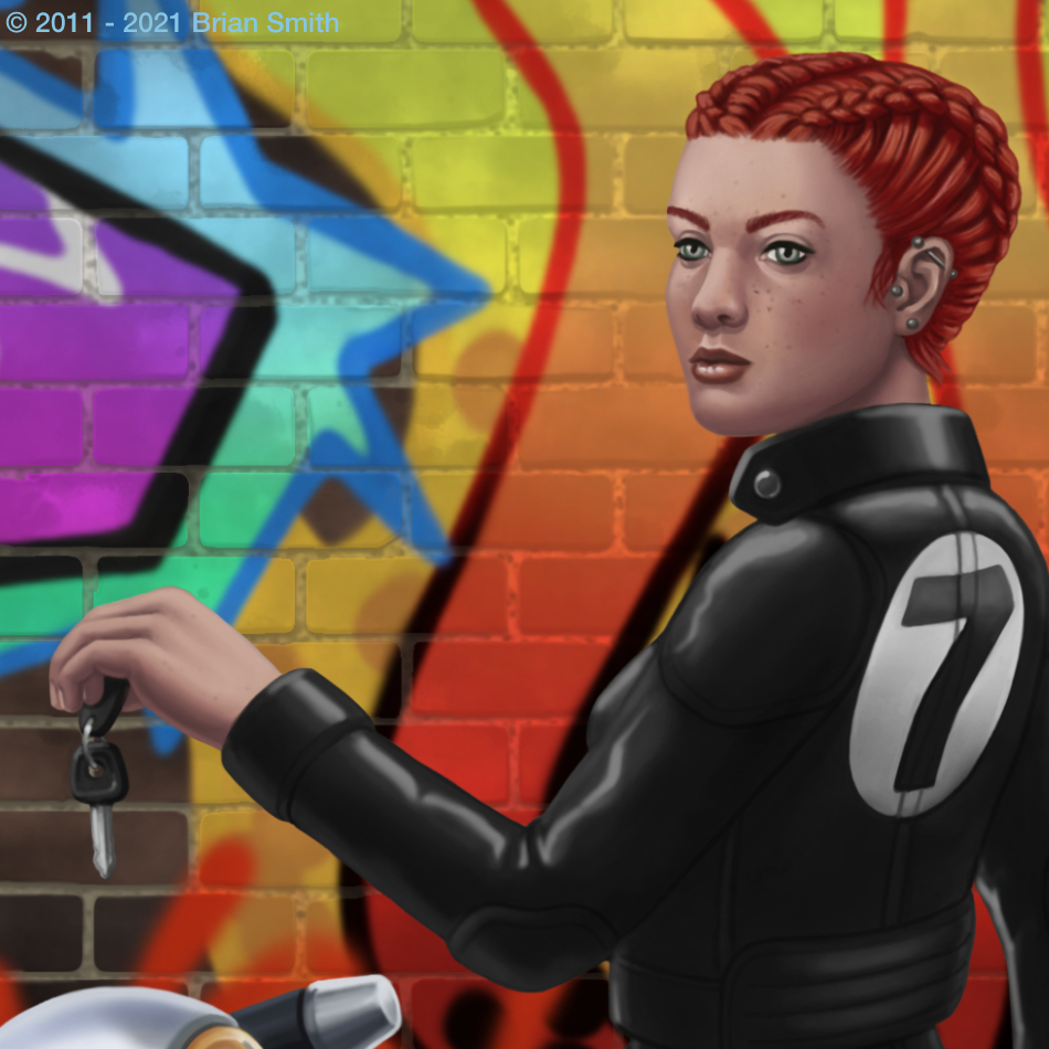 Biker face closeup