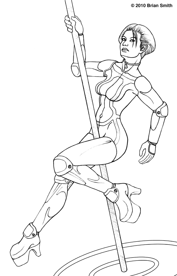 Futuristic pole dancer