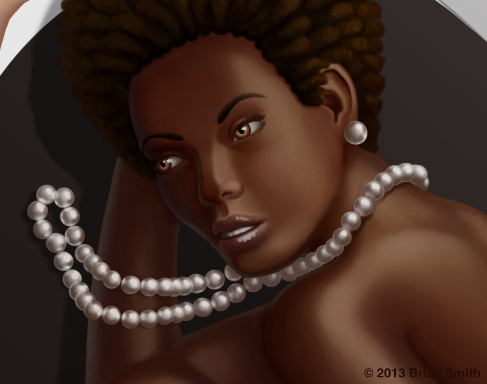 Closeup of black yin woman